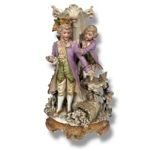 Antique Unger Schneider & Cie Bisque Porcelain Victorian Figurine Vase 1800s
